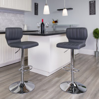 Flash Furniture CH-132330-GY-GG Contemporary Gray Vinyl Adjustable Height Barstool